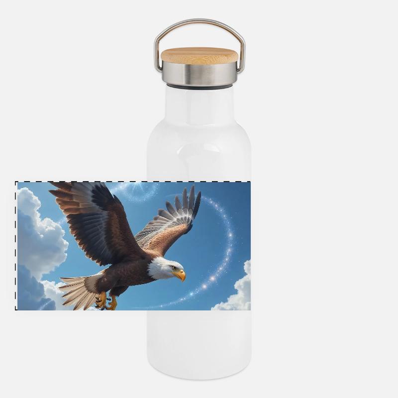 Power Animal Eagle Magestic Panoramic Thermal Bottle with Bamboo Lid
