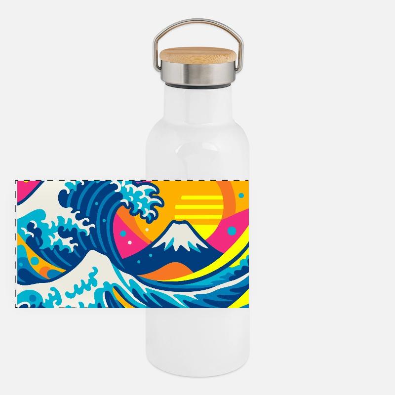 La Vague (presque) sage Gourde isotherme avec bouchon en bambou