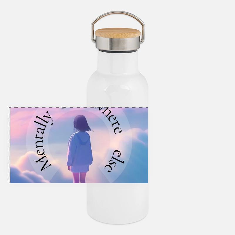 Mental Somewhere Else – Aesthetic Dreamscape Panorama Thermosflasche mit Bambusdeckel
