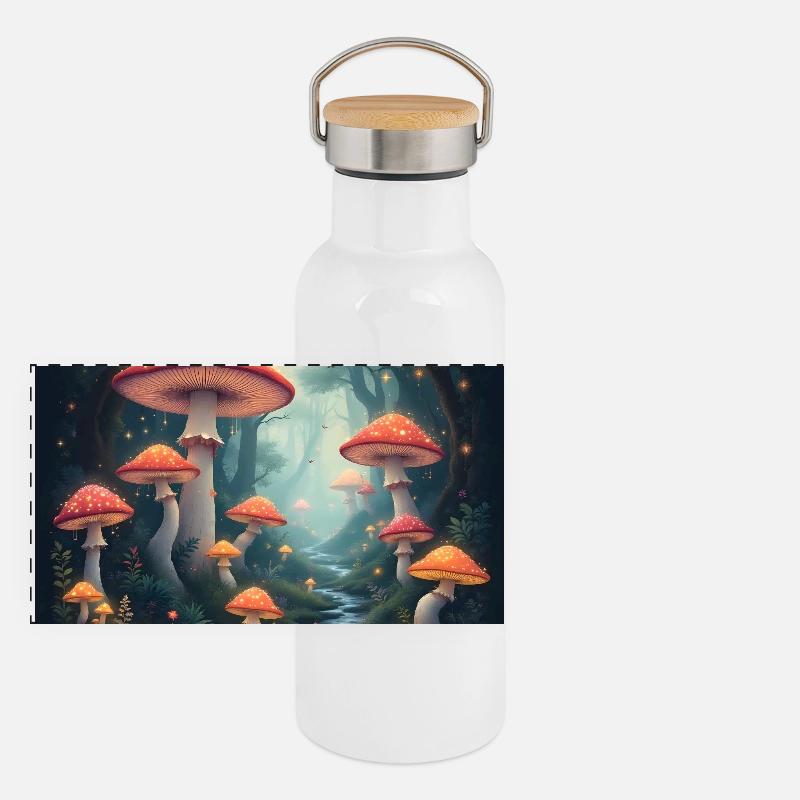 Forêt de champignons Gourde isotherme avec bouchon en bambou