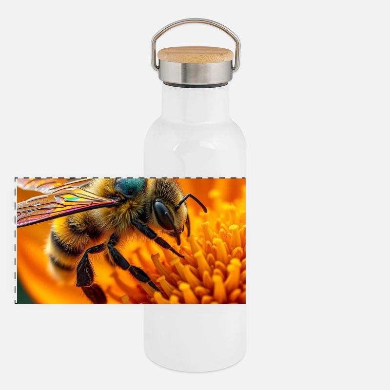 Biene Panorama Thermosflasche mit Bambusdeckel