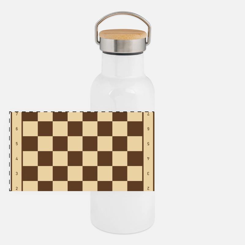 Classic checkerboard design Panoramic Thermal Bottle with Bamboo Lid