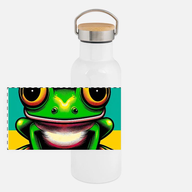 grenouille Gourde isotherme avec bouchon en bambou