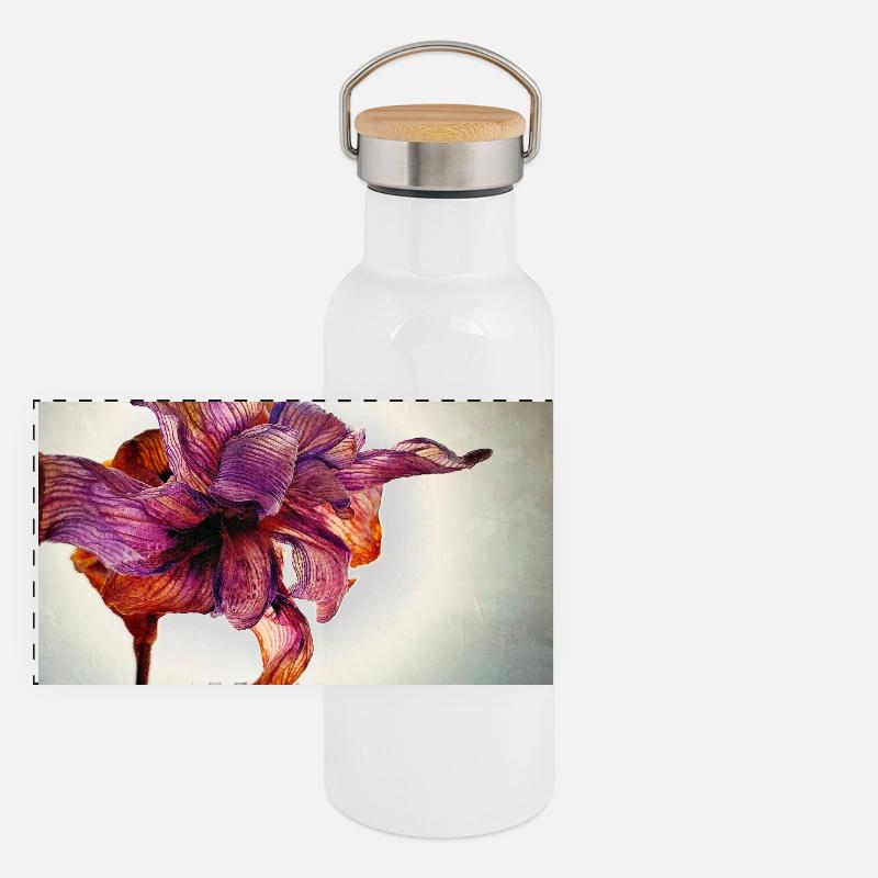 Verwelkte Blume Panorama Thermosflasche mit Bambusdeckel