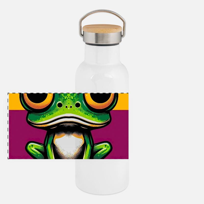 Frosch Panorama Thermosflasche mit Bambusdeckel