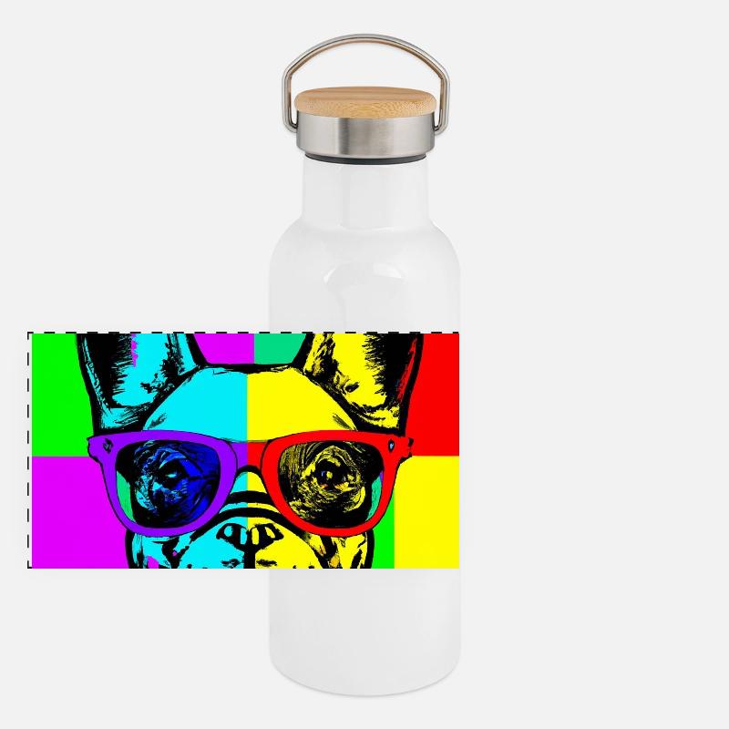Pop Art Pup  Panoramic Thermal Bottle with Bamboo Lid