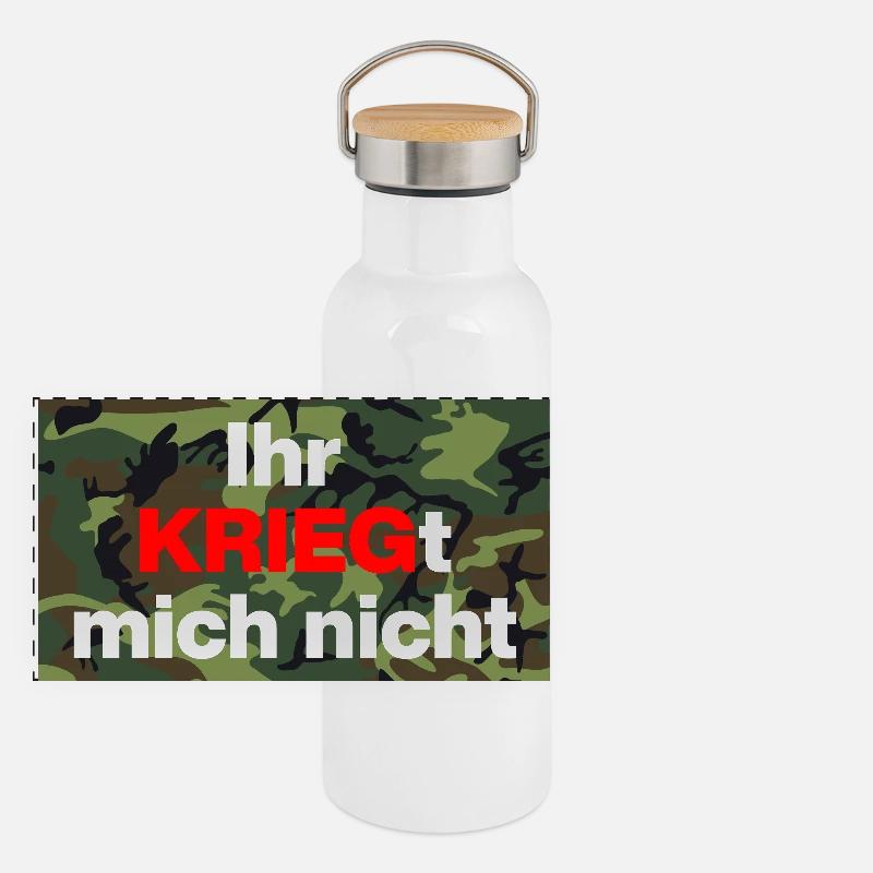 YOU WON'T GET ME, CONSCIENTIOUS OBJECTOR Panoramic Thermal Bottle with Bamboo Lid