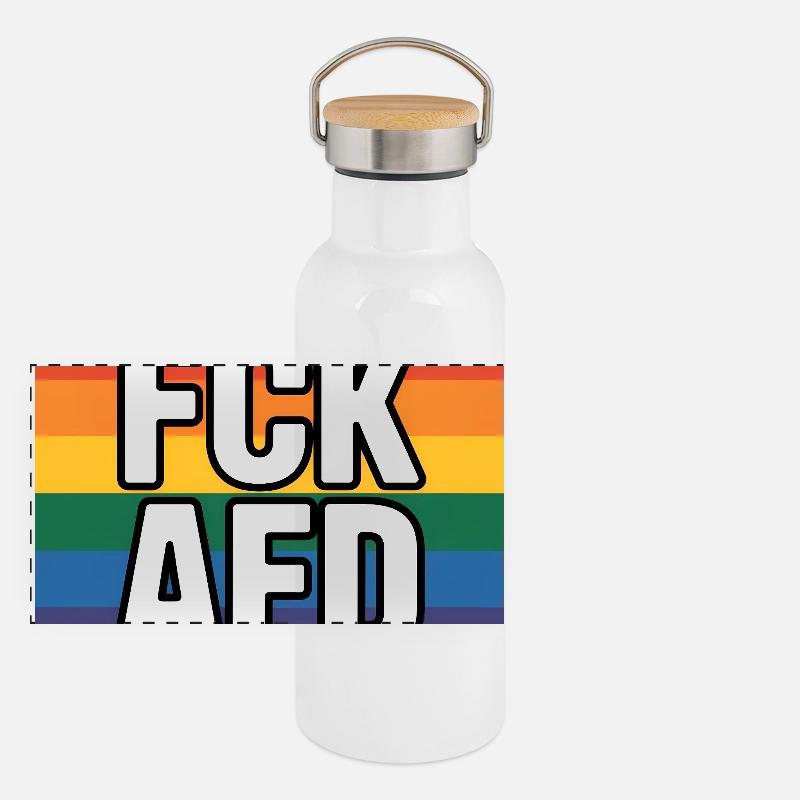 FCK AFD - Antifa Tee Panorama Thermosflasche mit Bambusdeckel