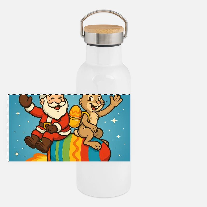 Le lapin de Noël de Pâques dans Star Flight Gourde isotherme avec bouchon en bambou