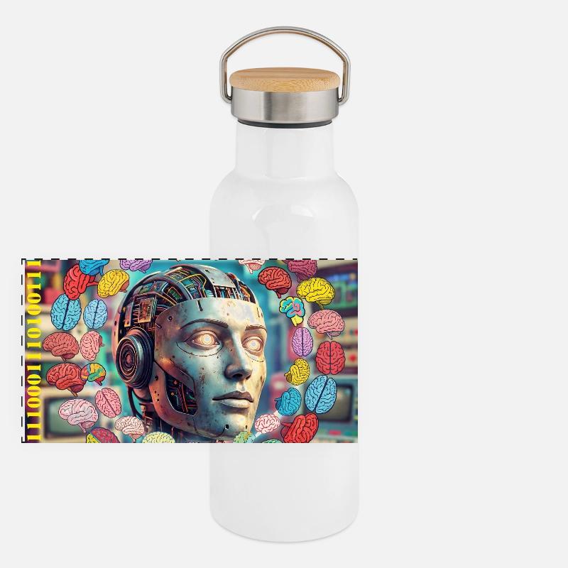 Android mit Gehirnsatelliten Panorama Thermosflasche mit Bambusdeckel