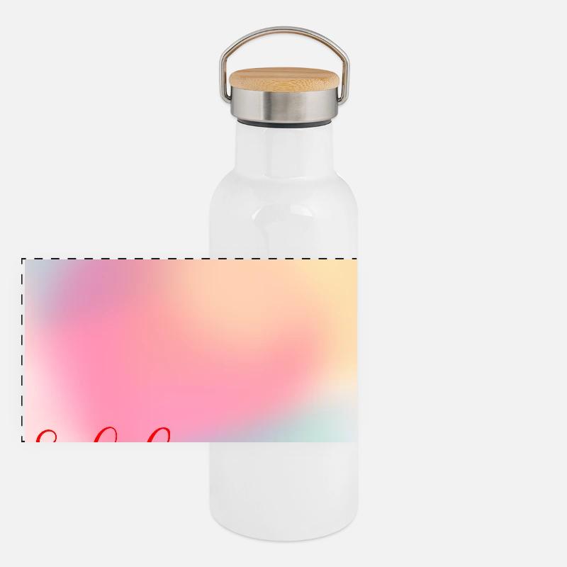 Werte Solidarität Panorama Thermosflasche mit Bambusdeckel