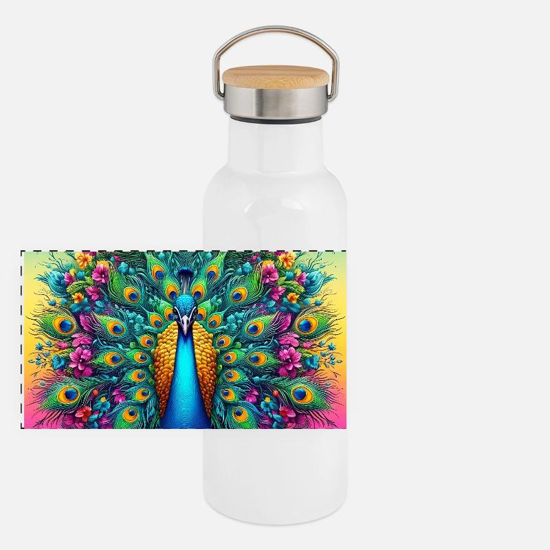 peacock Panoramic Thermal Bottle with Bamboo Lid