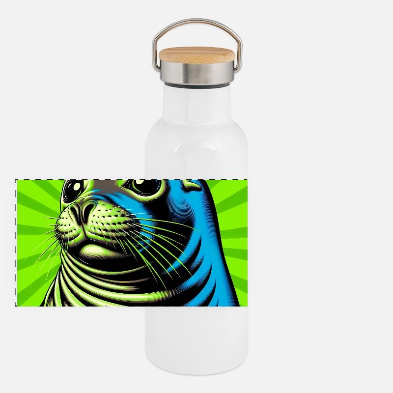 Panorama Thermosflasche mit Bambusdeckel