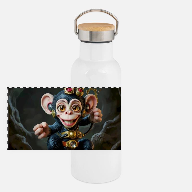 Combinaison steampunk aventureuse Gourde isotherme avec bouchon en bambou