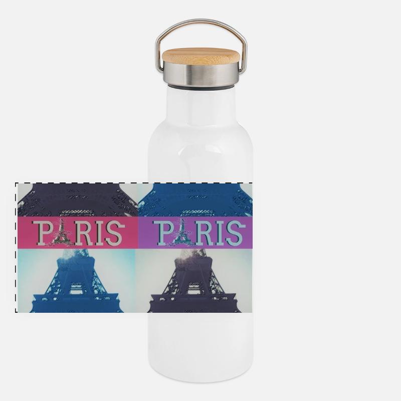 Paris Eiffel Gourde isotherme avec bouchon en bambou