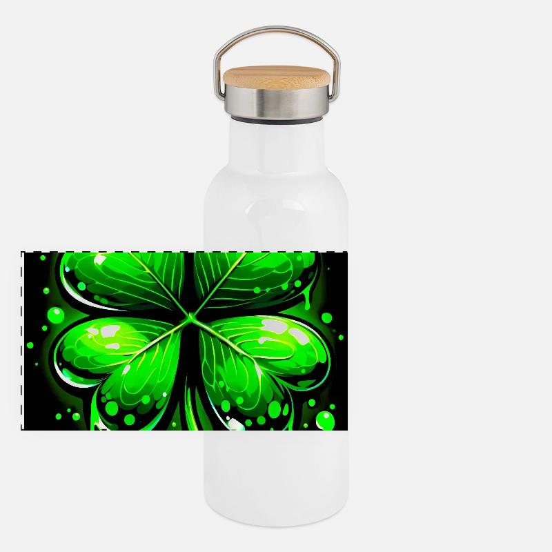Four-leaf clover Panoramic Thermal Bottle with Bamboo Lid