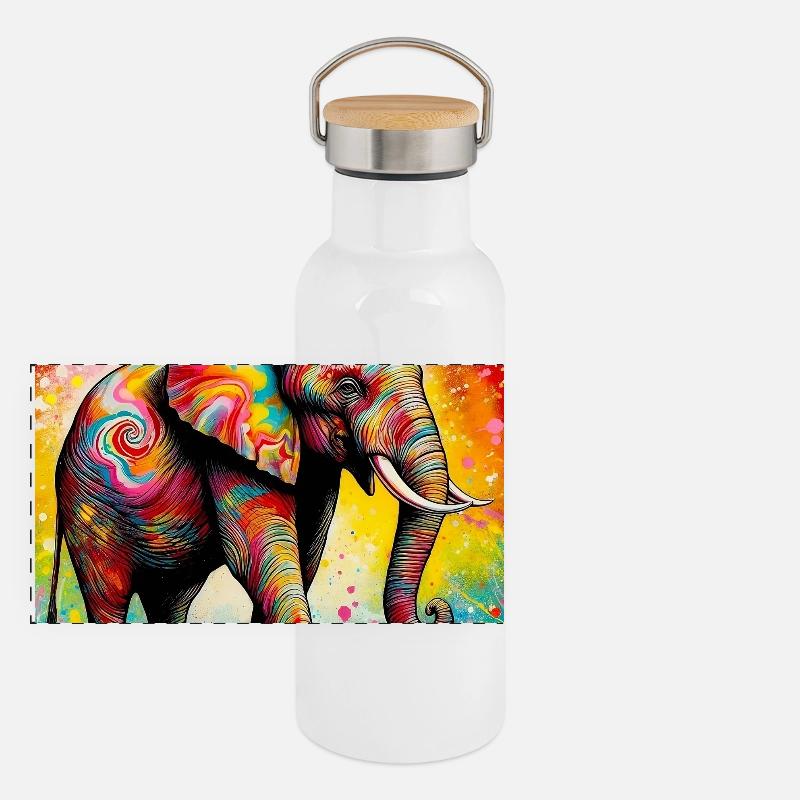 éléphant Gourde isotherme avec bouchon en bambou