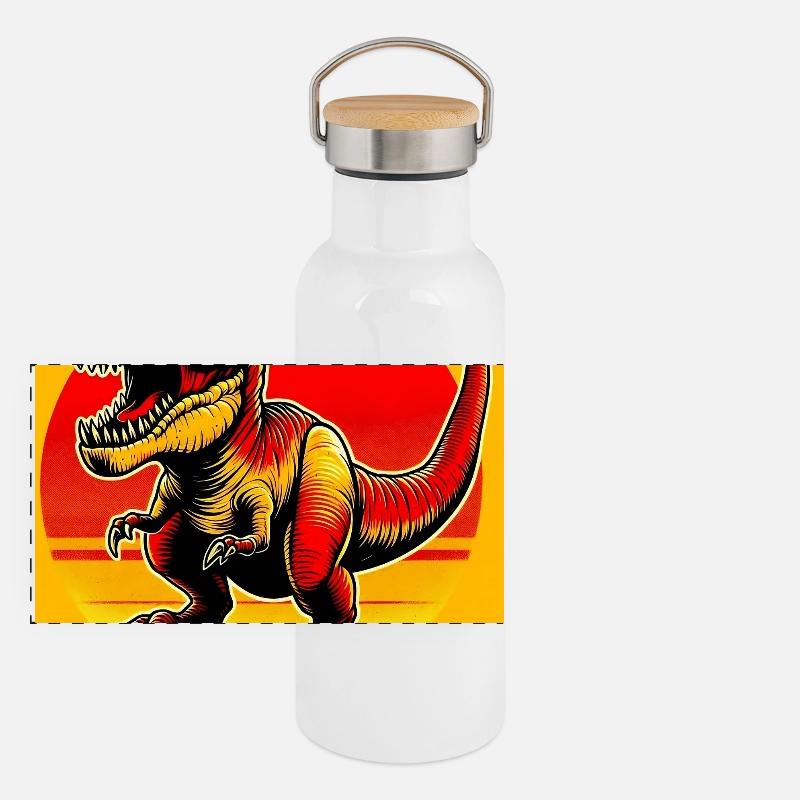 Dinosaurier Panorama Thermosflasche mit Bambusdeckel