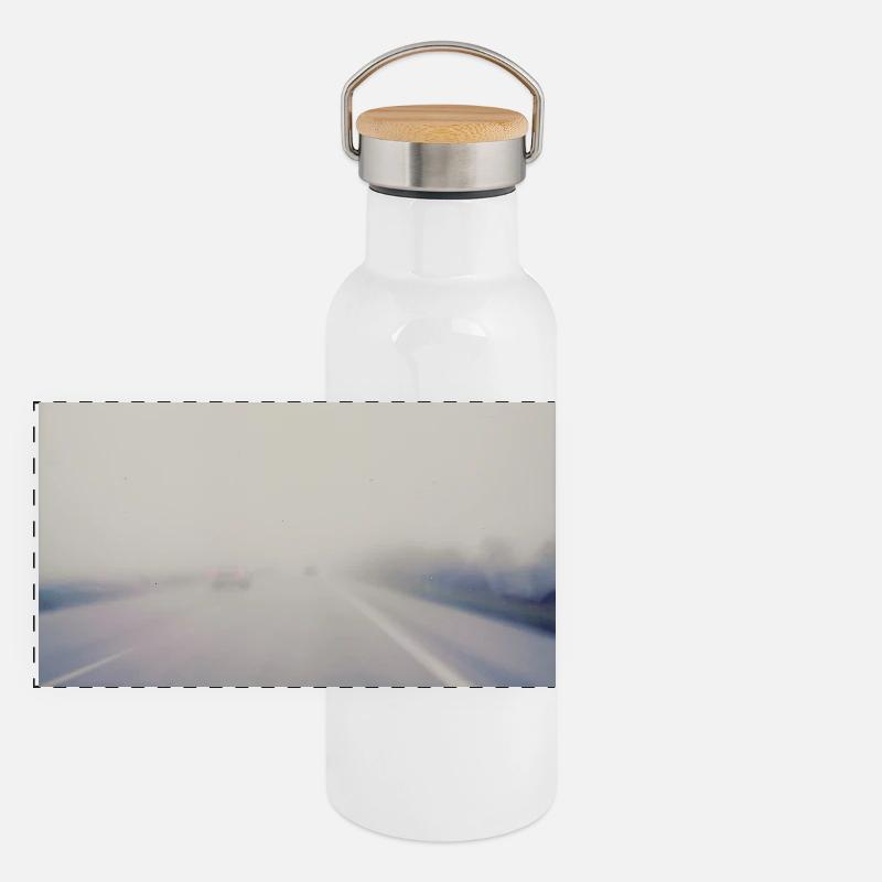 Reisen in Grau Panorama Thermosflasche mit Bambusdeckel