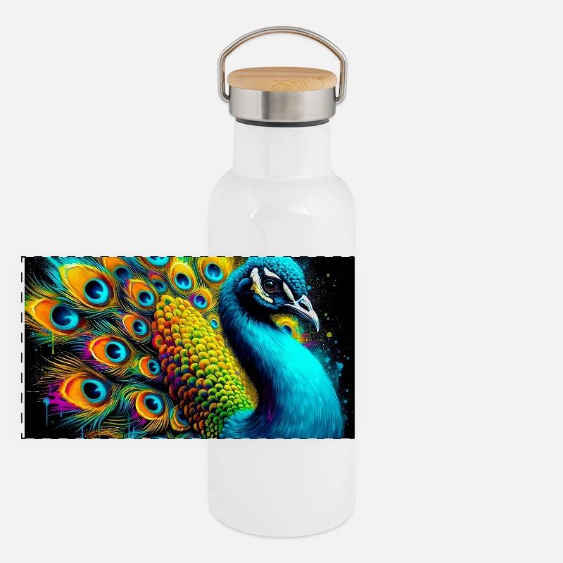 peacock Panoramic Thermal Bottle with Bamboo Lid