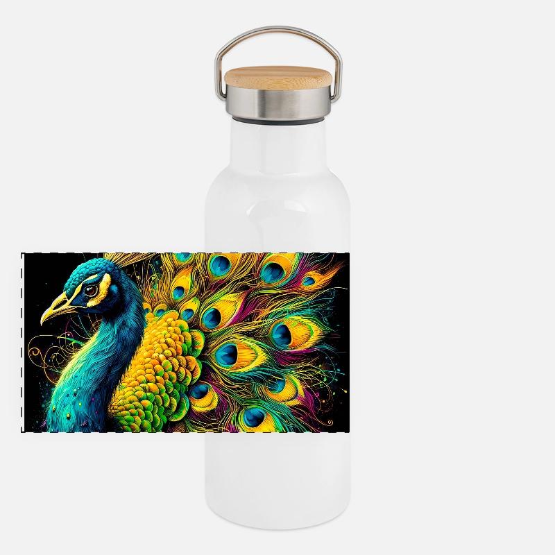 peacock Panoramic Thermal Bottle with Bamboo Lid
