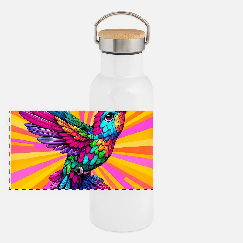 Kolibri Panorama Thermosflasche mit Bambusdeckel