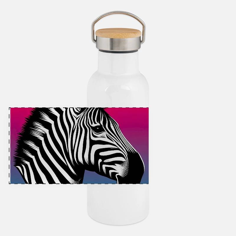 Zebra Panorama Thermosflasche mit Bambusdeckel