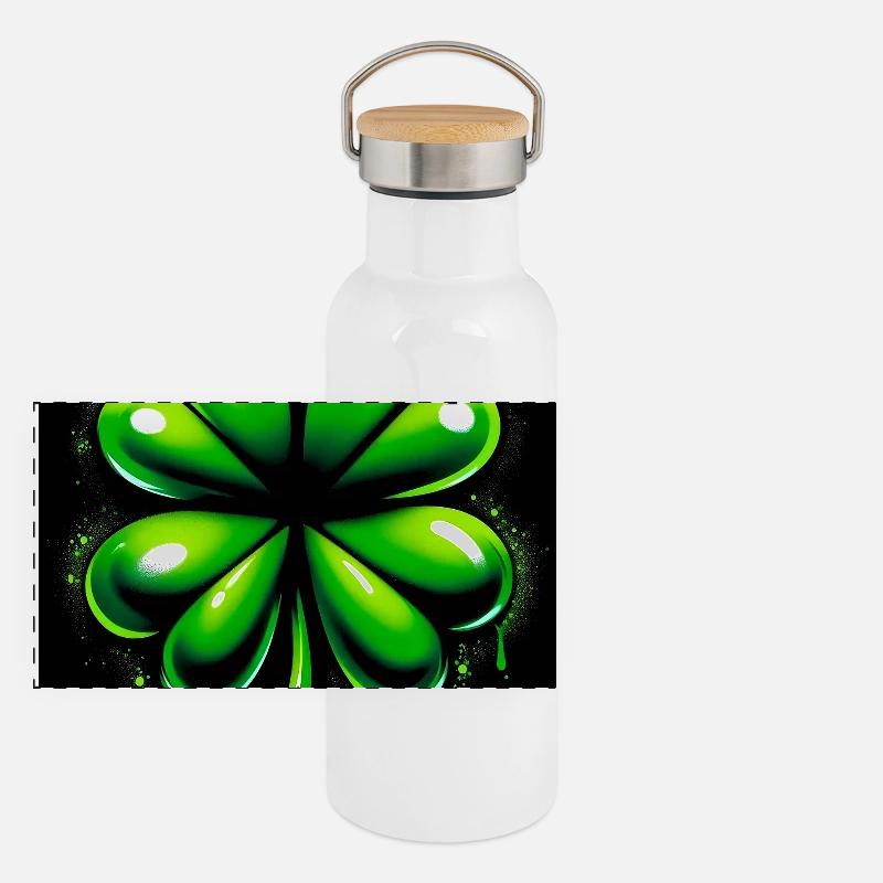 Four-leaf clover Panoramic Thermal Bottle with Bamboo Lid