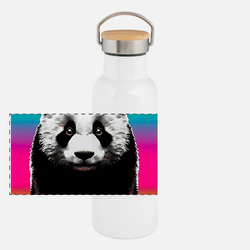 Panda Panorama Thermosflasche mit Bambusdeckel