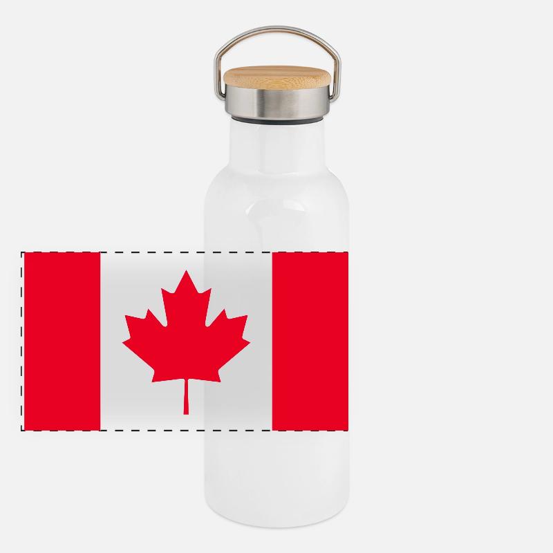 Get our Canada flags now - Panoramic Thermal Bottle with Bamboo Lid - white