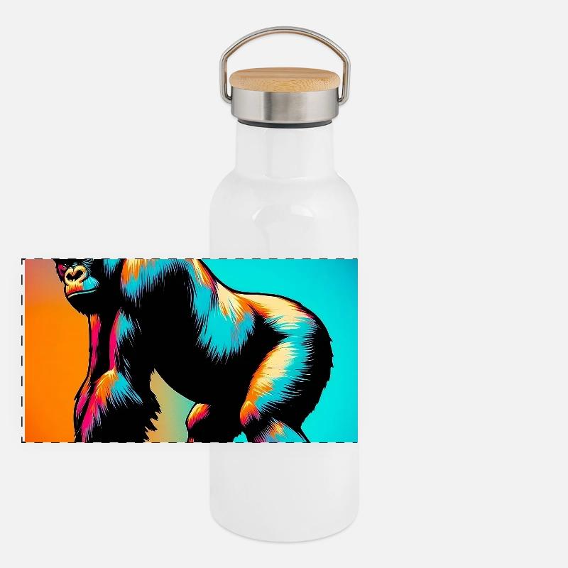 gorille Gourde isotherme avec bouchon en bambou