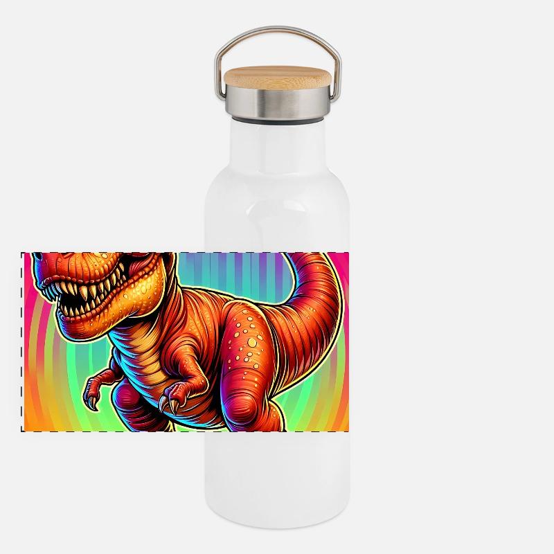 Dinosaurier Panorama Thermosflasche mit Bambusdeckel