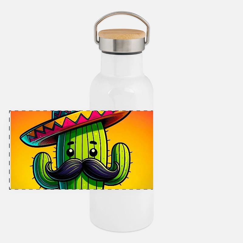 cactus Gourde isotherme avec bouchon en bambou