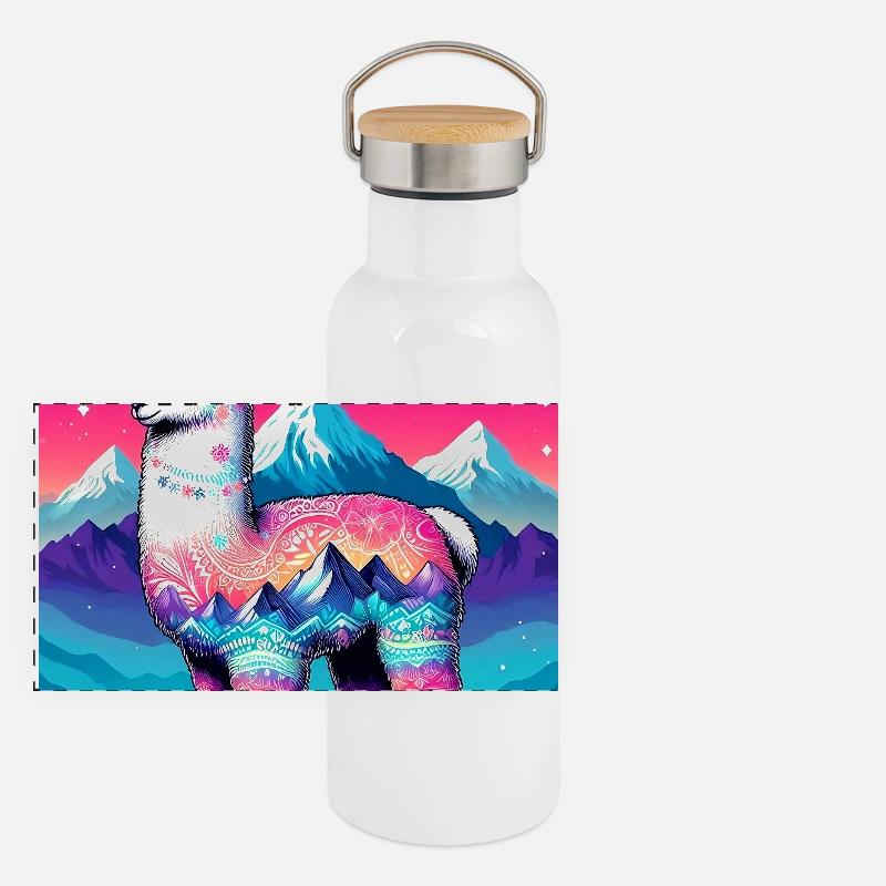 Alpaka Panorama Thermosflasche mit Bambusdeckel
