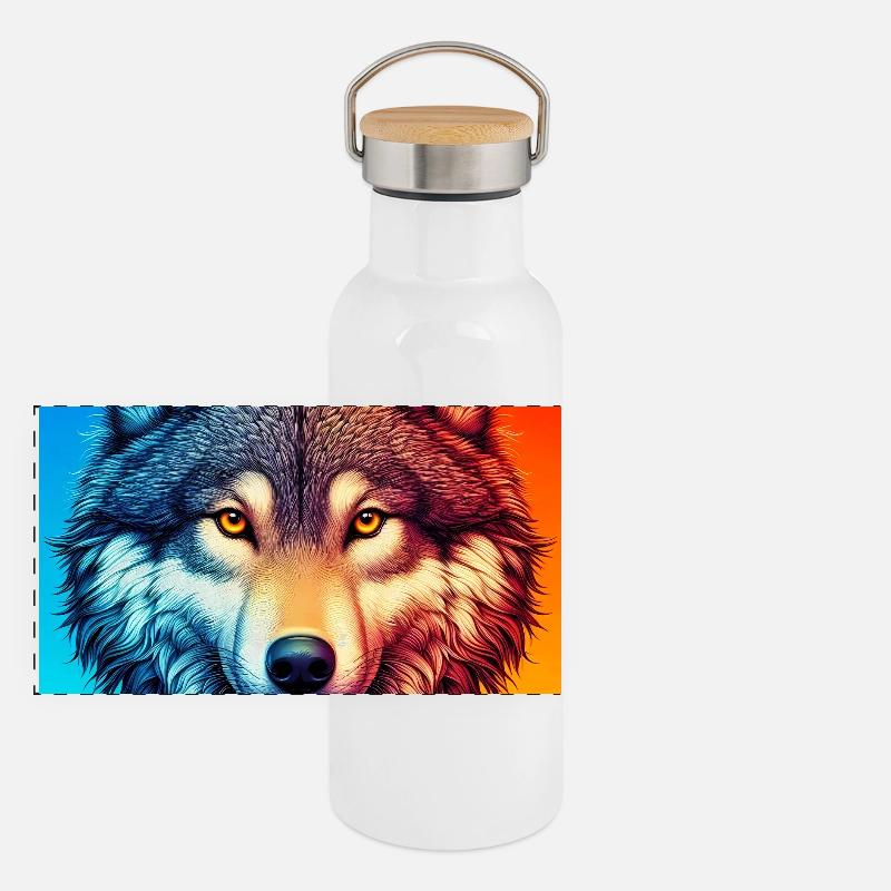 Wolf Panoramic Thermal Bottle with Bamboo Lid