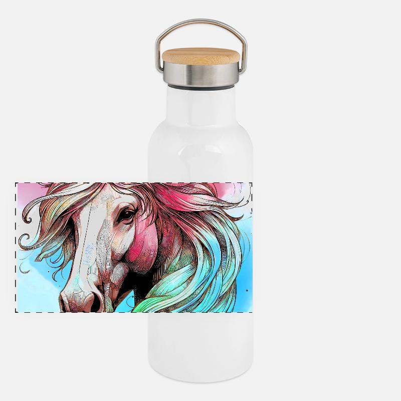 cheval Gourde isotherme avec bouchon en bambou