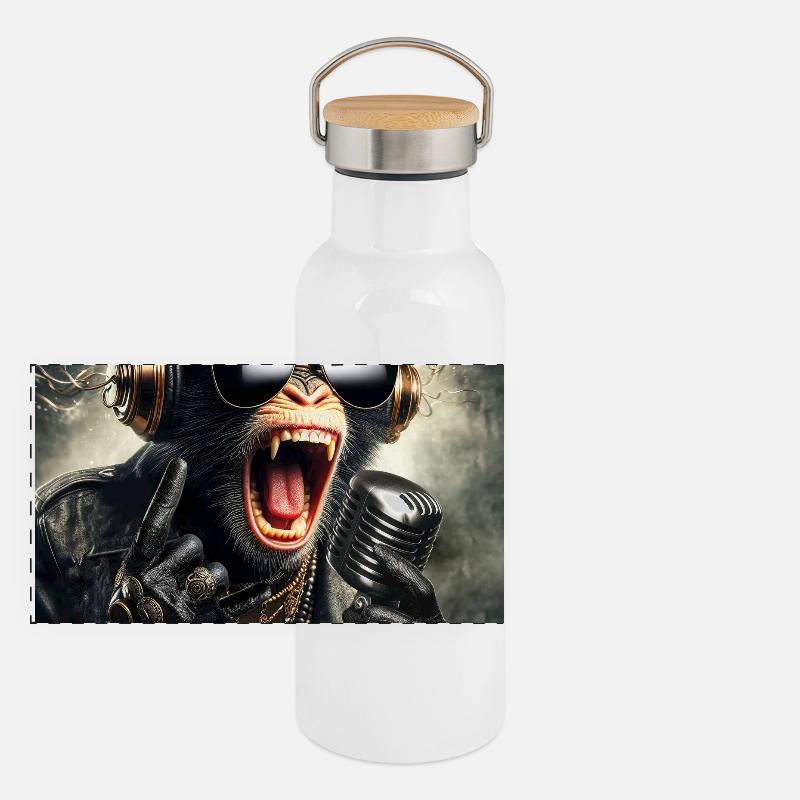 DJ Affe Panorama Thermosflasche mit Bambusdeckel