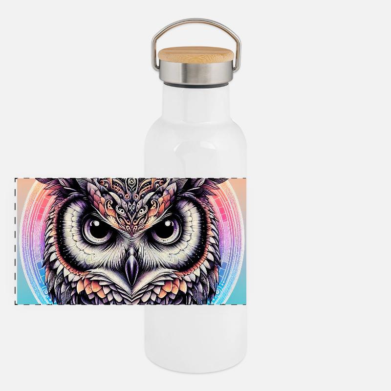 hibou Gourde isotherme avec bouchon en bambou