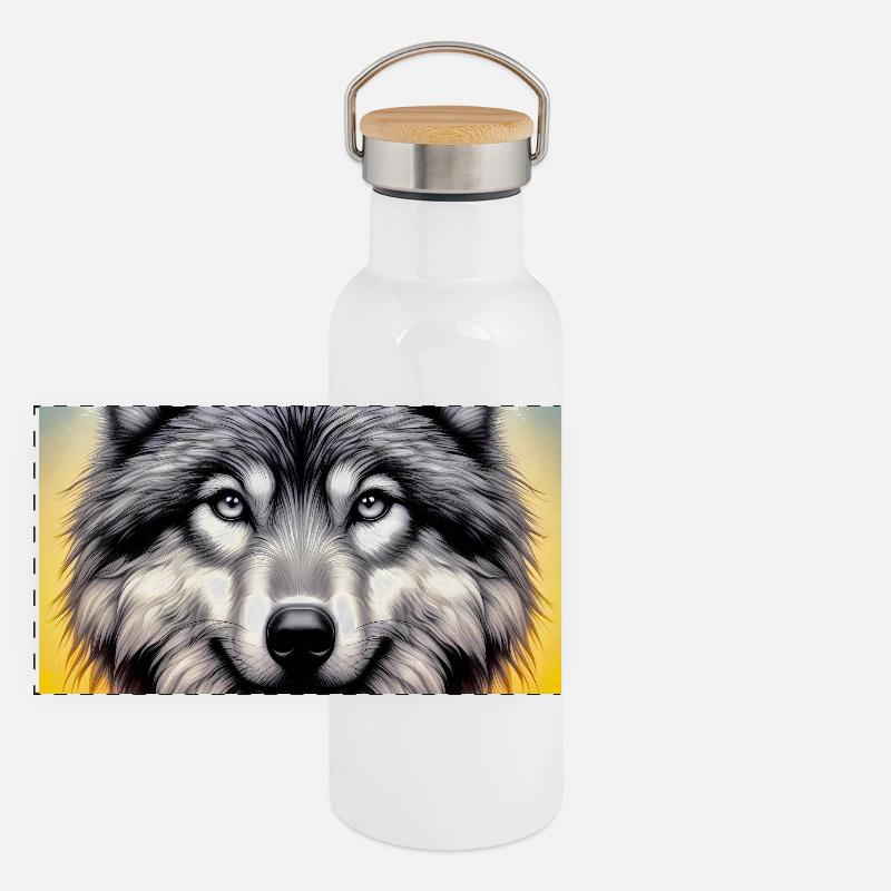 Panorama Thermosflasche mit Bambusdeckel