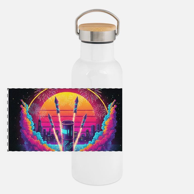 Cyber Pyro Panorama Thermosflasche mit Bambusdeckel