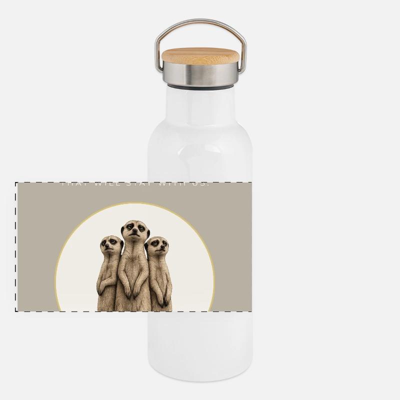 Noted Meerkat Trio Panorama Thermosflasche mit Bambusdeckel