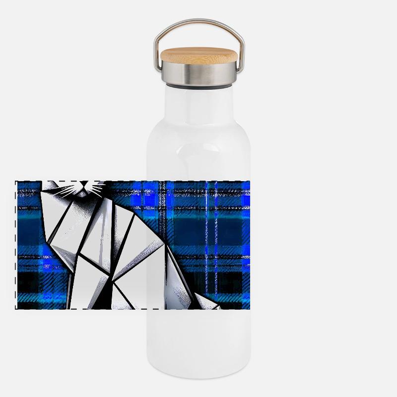 Katze Panorama Thermosflasche mit Bambusdeckel