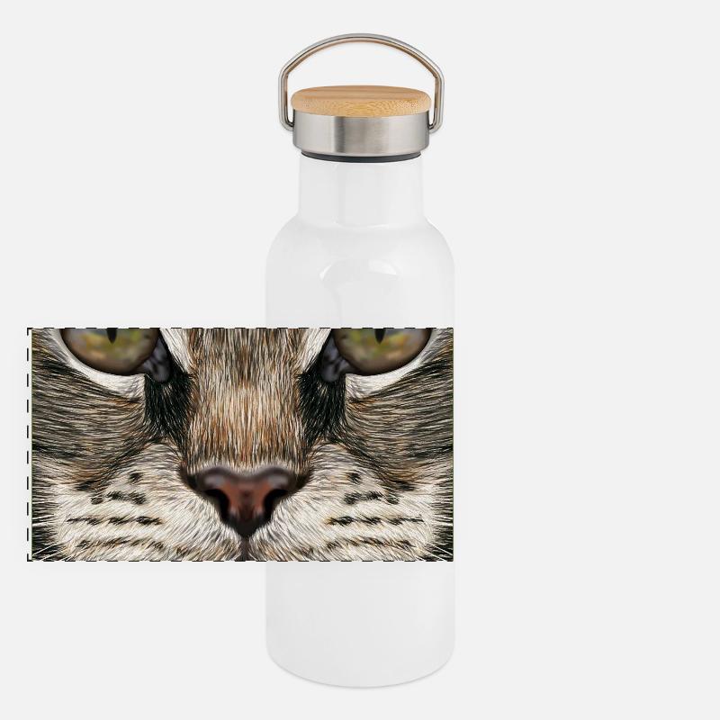 Chat Maine Coon Gourde isotherme avec bouchon en bambou