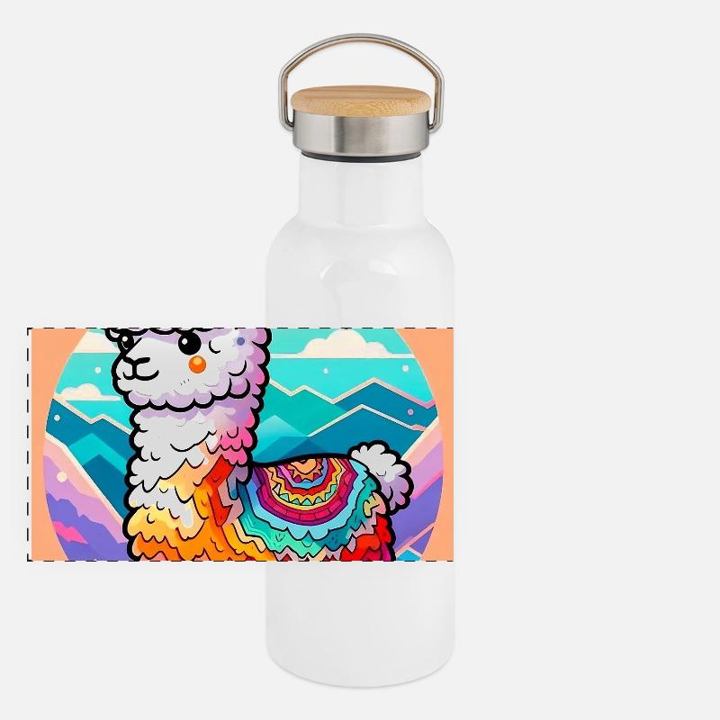 Alpaka Panorama Thermosflasche mit Bambusdeckel