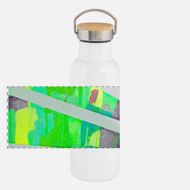 Neon Kaleido Abstract Panoramic Thermal Bottle with Bamboo Lid