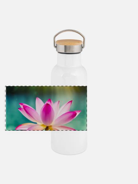 Lotus - Panorama Thermosflasche mit Bambusdeckel - Weiß
