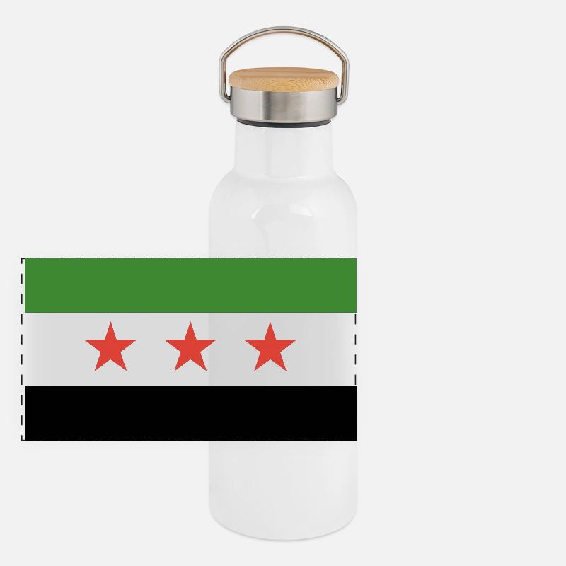 Drapeau syrien Gourde isotherme avec bouchon en bambou