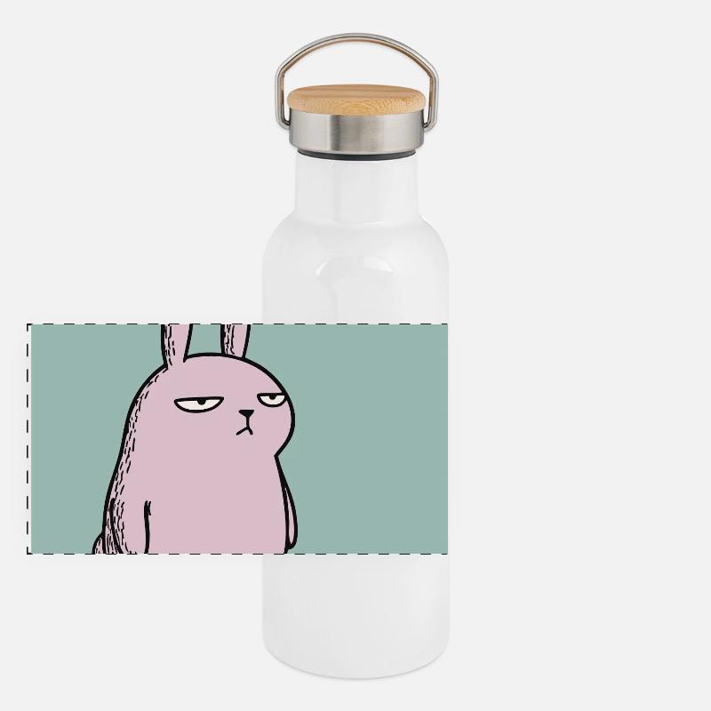 Happy Easter I Guess – Grumpy Bunny Easter Design Panoramic Thermal Bottle with Bamboo Lid