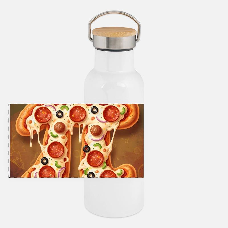 Pi Shape Pizza Panorama Thermosflasche mit Bambusdeckel
