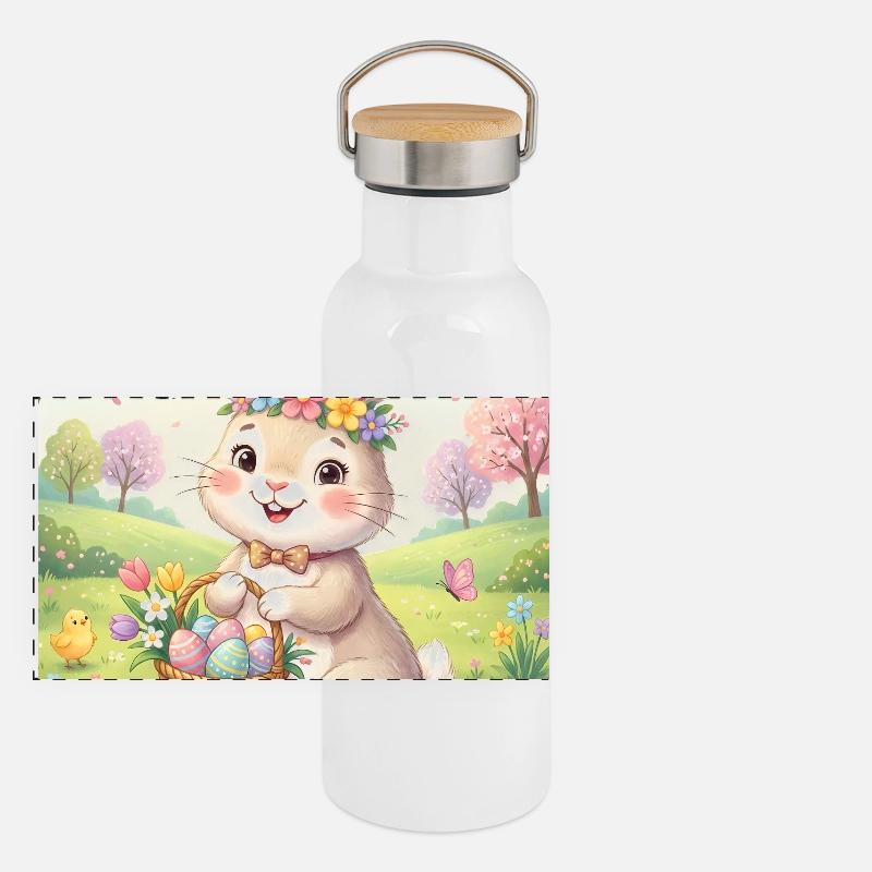 Easter Bunny Panoramic Thermal Bottle with Bamboo Lid